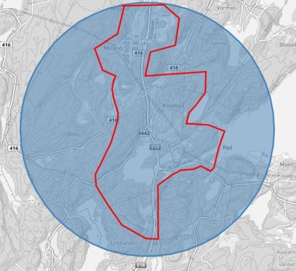 Kart over Aklandsområdet - Klikk for stort bilde