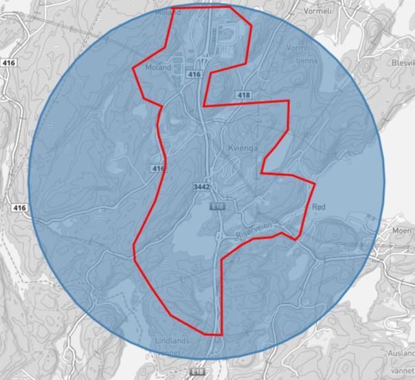 Kart over Aklandsområdet - Klikk for stort bilde